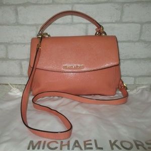 Michael Kors Peach Saffiano Leather Satchel Bag